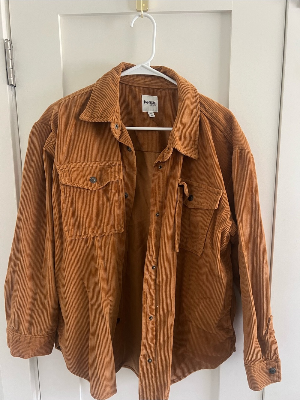 kensie Cognac Corduroy Button-Up Jacket